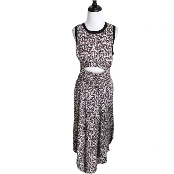 NWOT A.L.C. Sandra Floral Silk Cutout Midi Dress Black Ginger Smocked Panel 8 - Picture 4 of 11